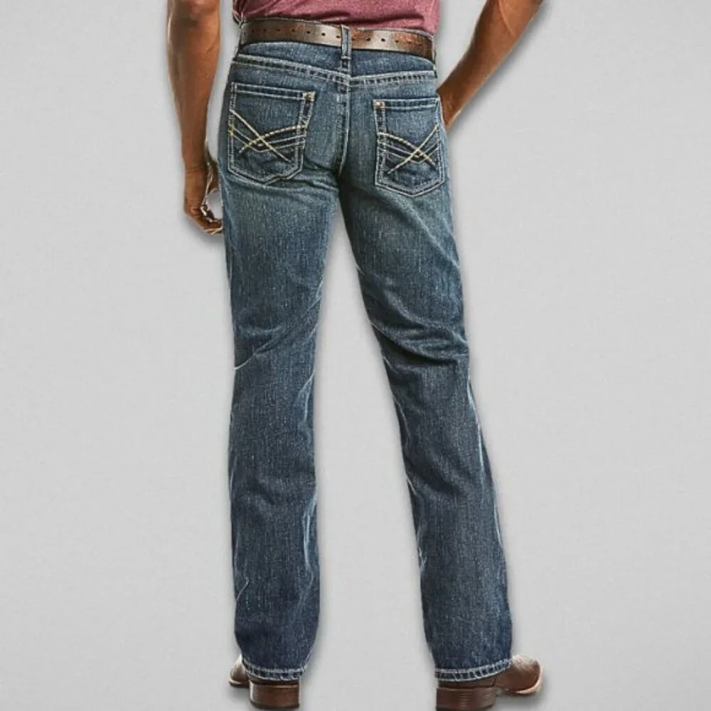 Ariat Arrowhead Deadrun Jeans Slim Straight Leg Five-Pockets Dark Wash M 40x32 - Picture 2 of 16